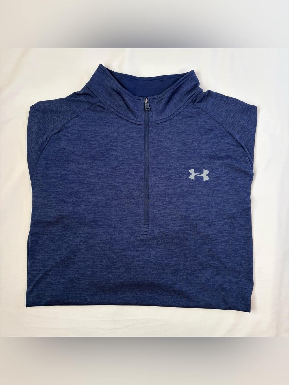 Under Armour HeatGear 1/4 Zip 2XL Heathered Royal Blue Pullover Workout Top EUC